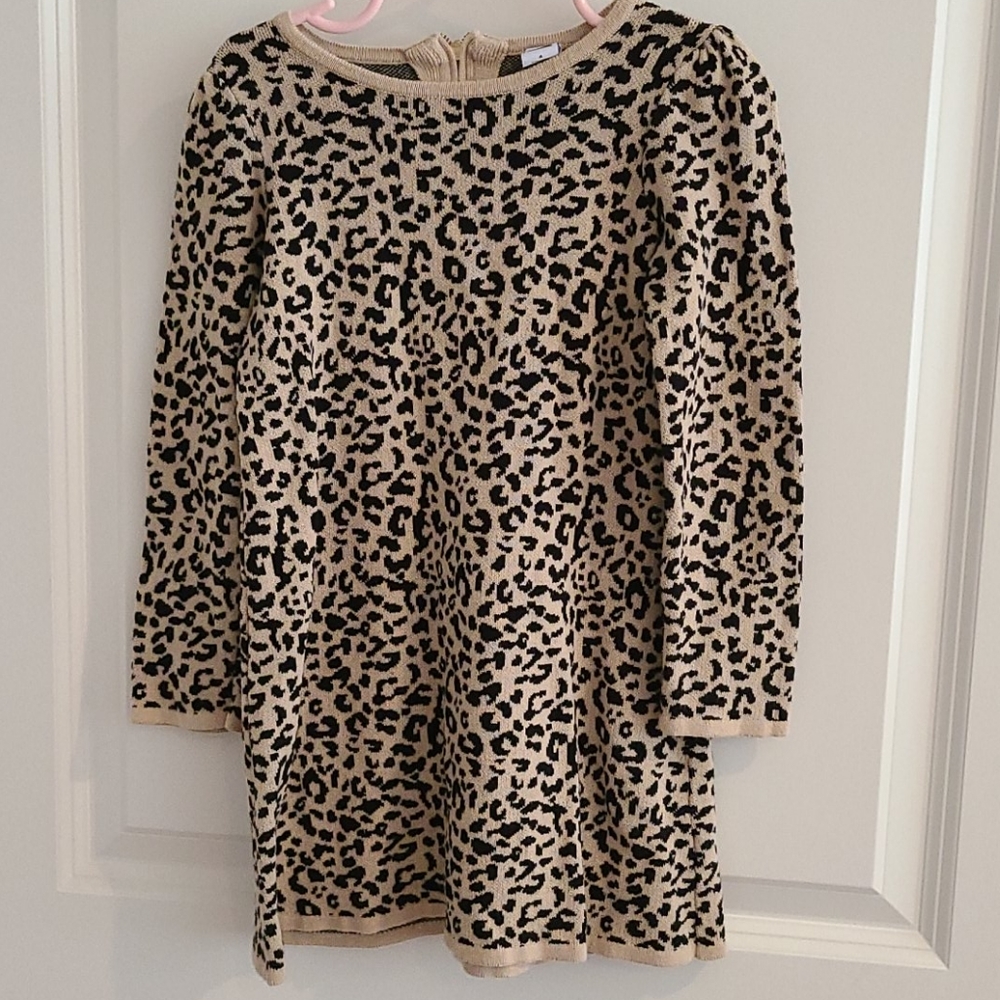 Janie and jack girl cheetah sweater dress sz 4